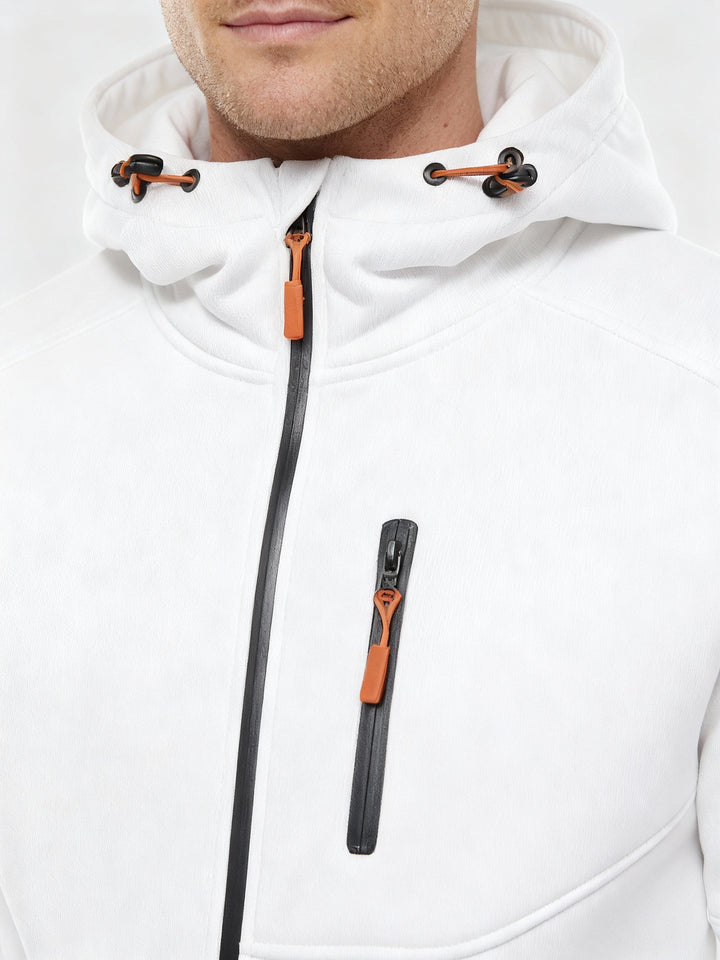 Men's Full-Zip Hooded Track Jacket with Multi-Zip Pockets