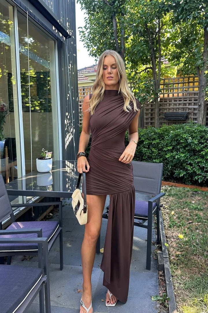 Women's Ruched One-Shoulder Mini Party Dress