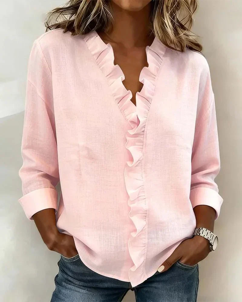 Women's Long Sleeve Ruffle Blouse