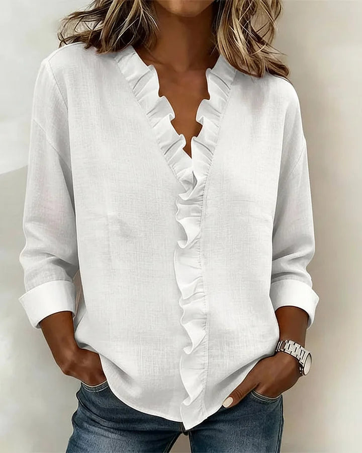 Women's Long Sleeve Ruffle Blouse