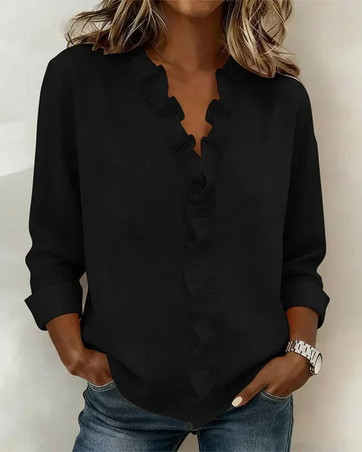 Women's Long Sleeve Ruffle Blouse