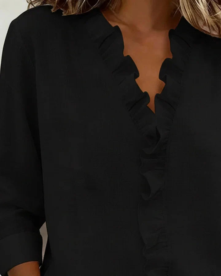 Women's Long Sleeve Ruffle Blouse