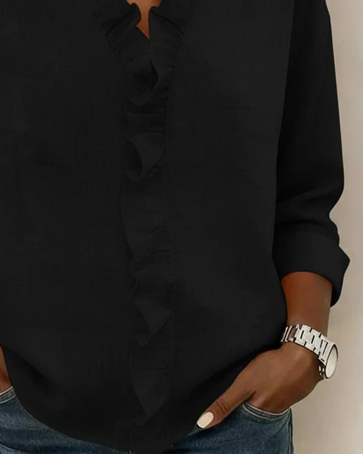 Women's Long Sleeve Ruffle Blouse