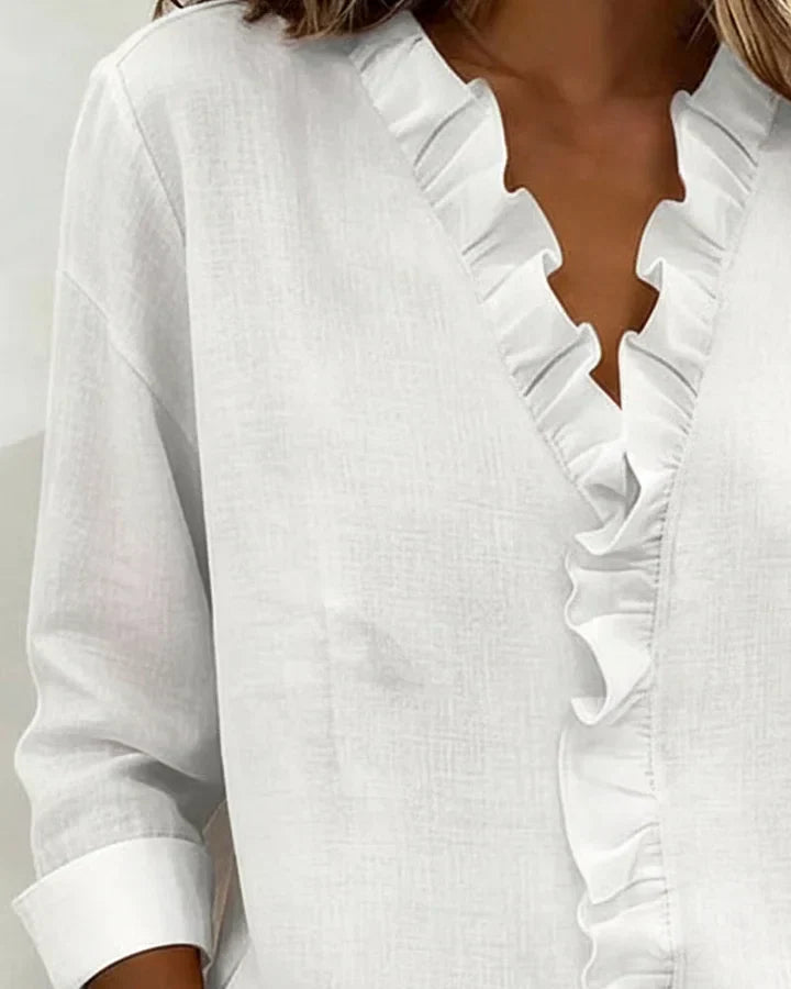 Women's Long Sleeve Ruffle Blouse