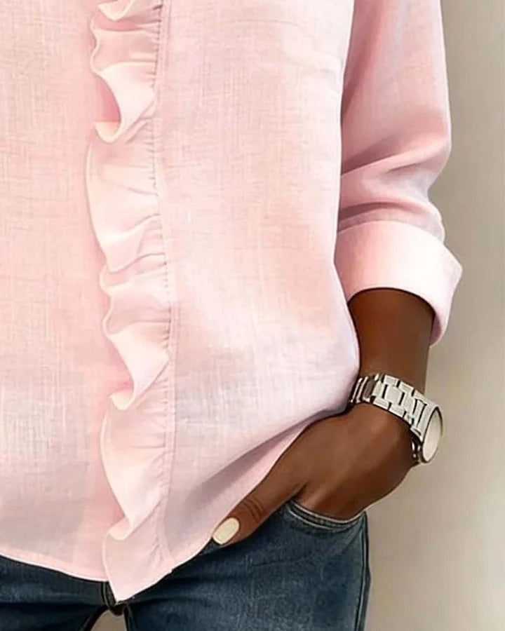 Women's Long Sleeve Ruffle Blouse