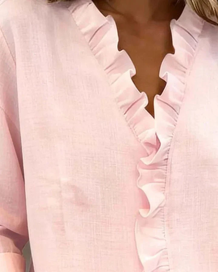 Women's Long Sleeve Ruffle Blouse