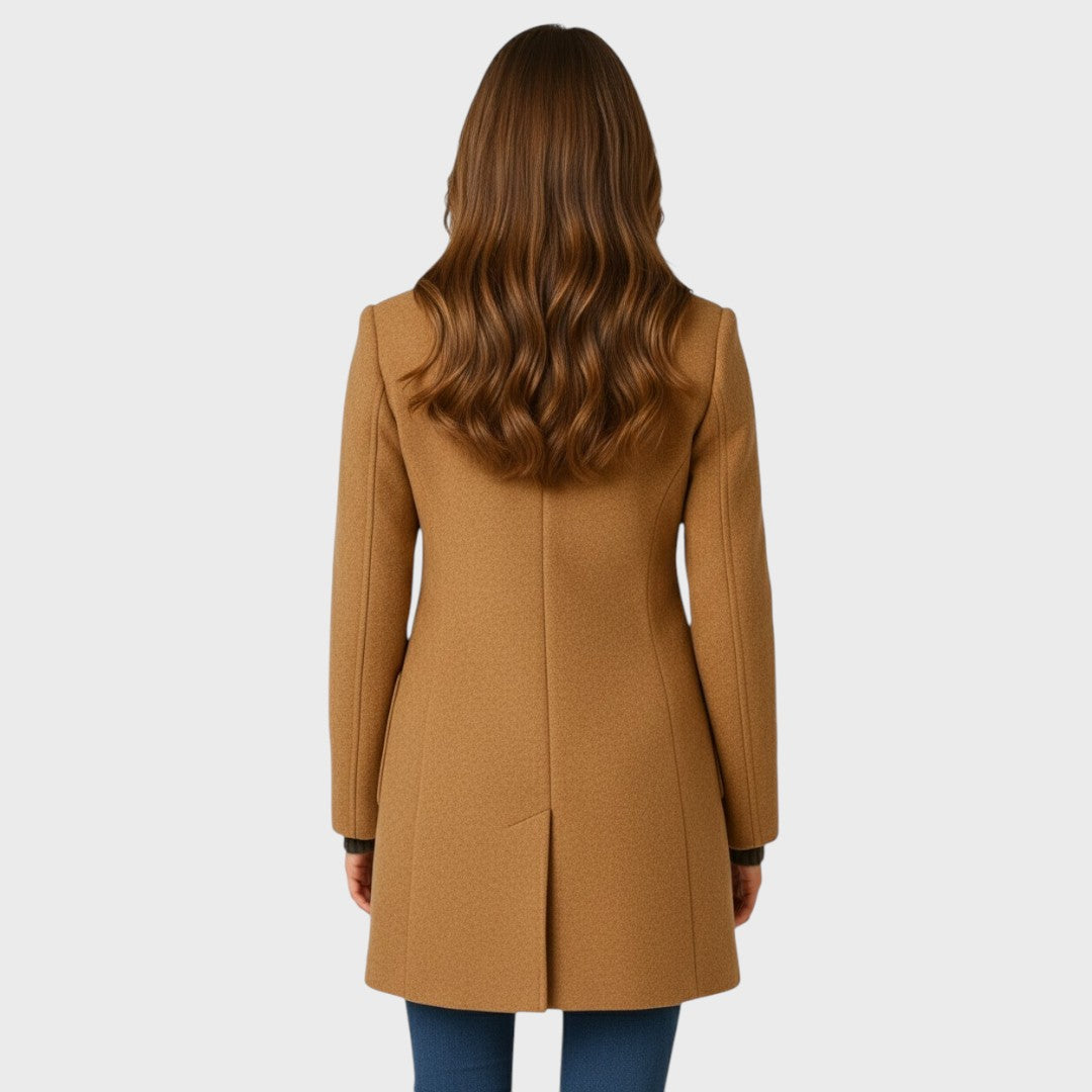 Women's Tailored Wool Blend Coat with Stand Collar