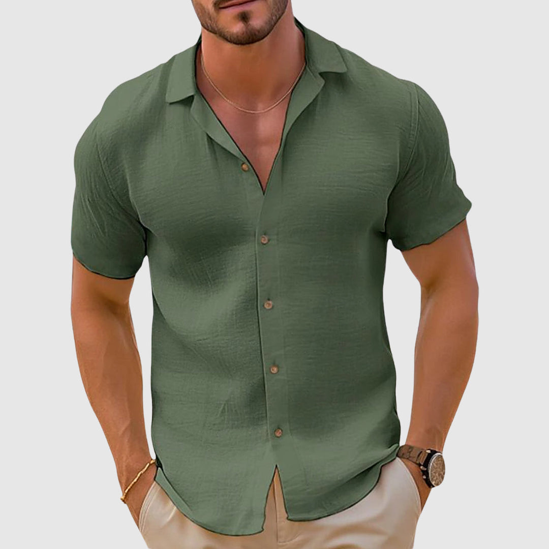 Mens Short Sleeve Linen Shirt