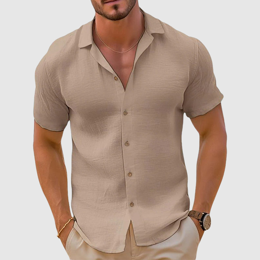 Mens Short Sleeve Linen Shirt