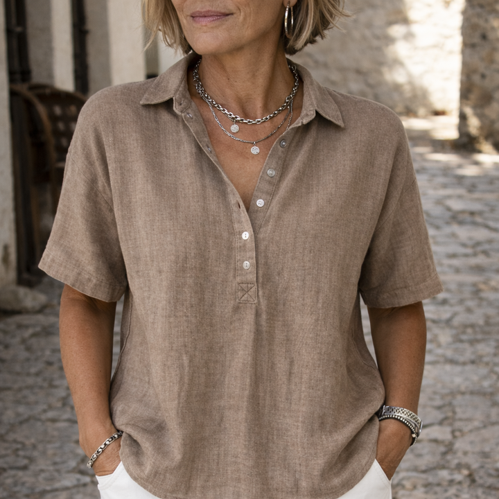 Women's Linen Collared Blouse