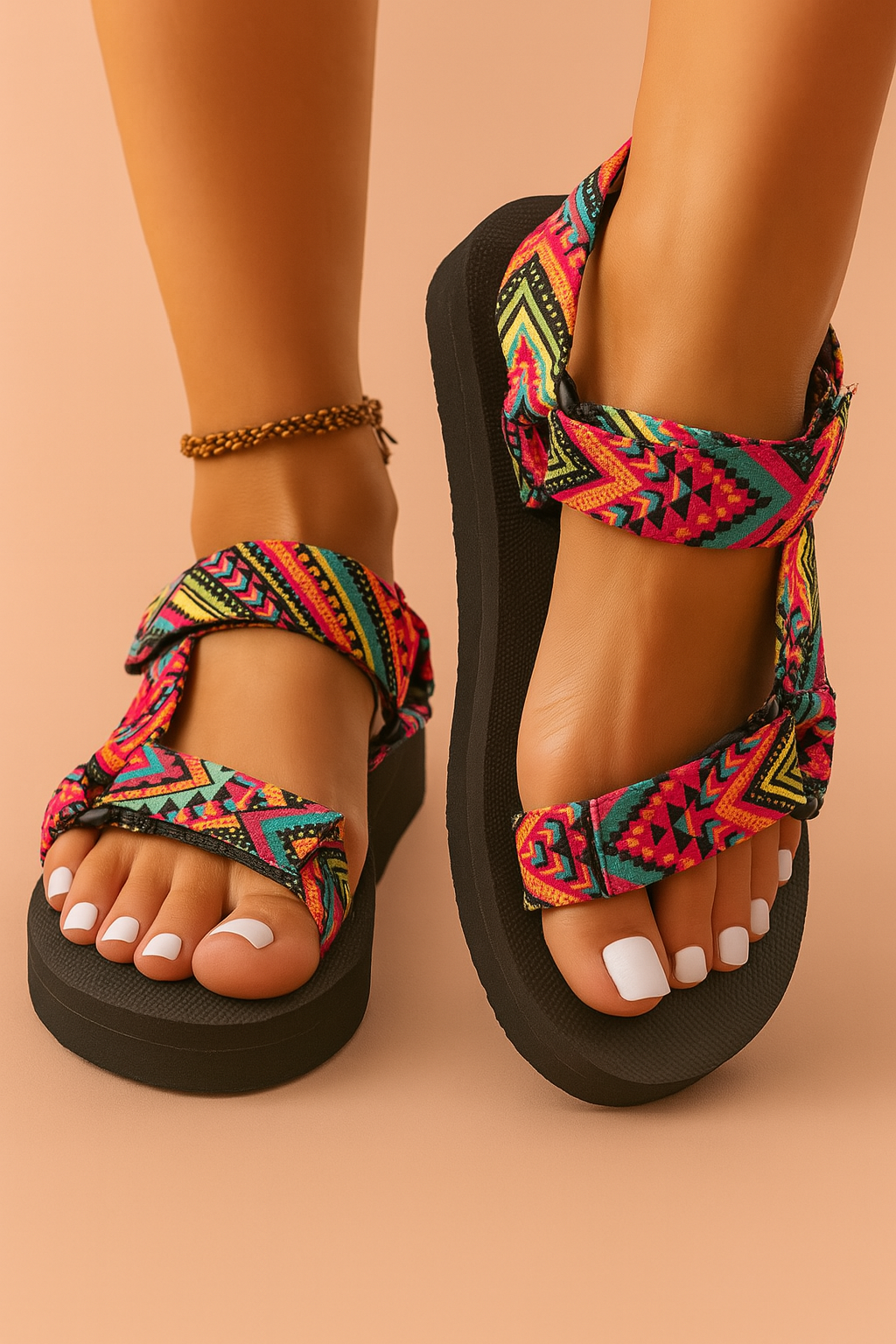 Women's Open Toe Printed Platform Sandals