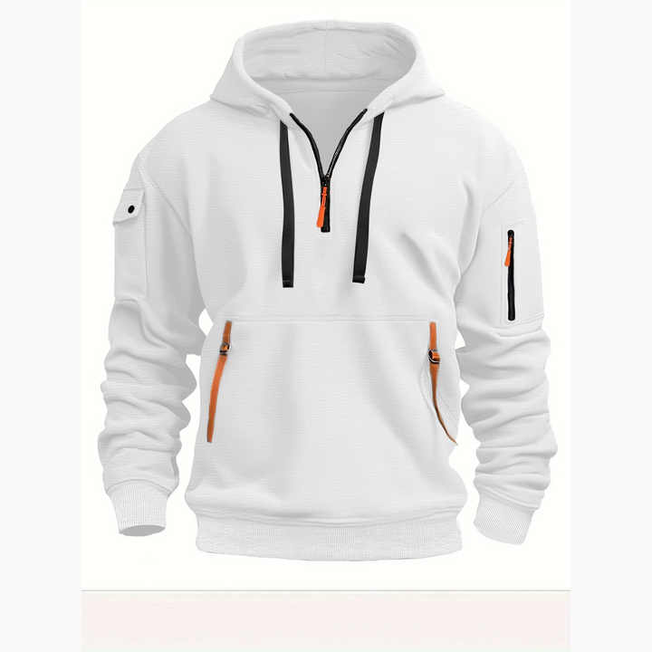 Men's Quarter-Zip Utility Hoodie with Cargo Pockets