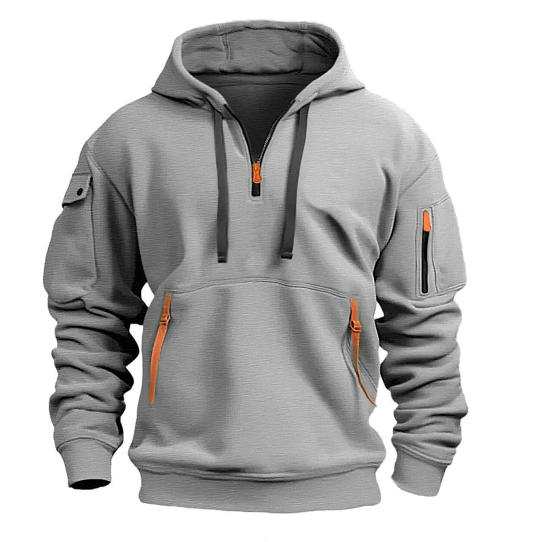Men's Quarter-Zip Utility Hoodie with Cargo Pockets