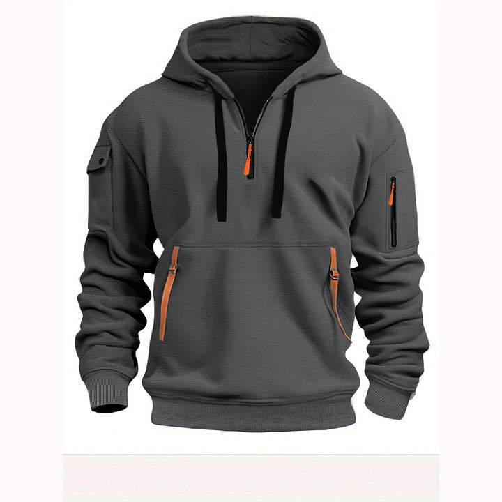 Men's Quarter-Zip Utility Hoodie with Cargo Pockets