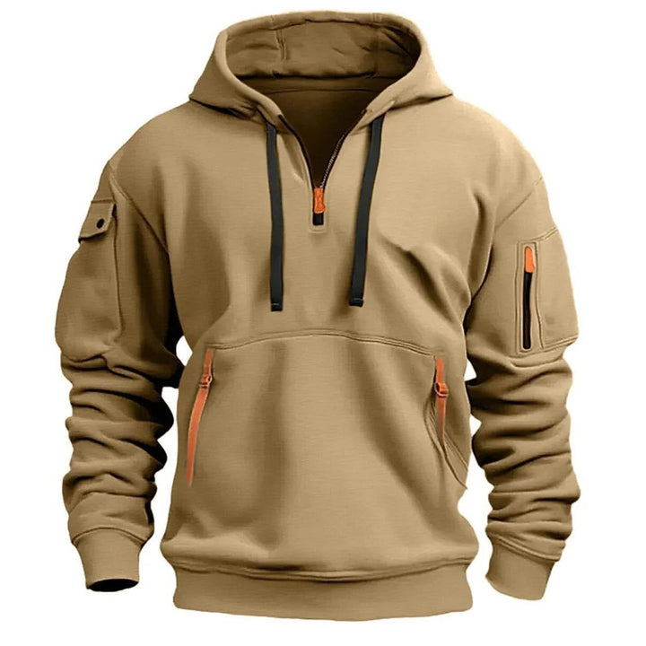 Men's Quarter-Zip Utility Hoodie with Cargo Pockets