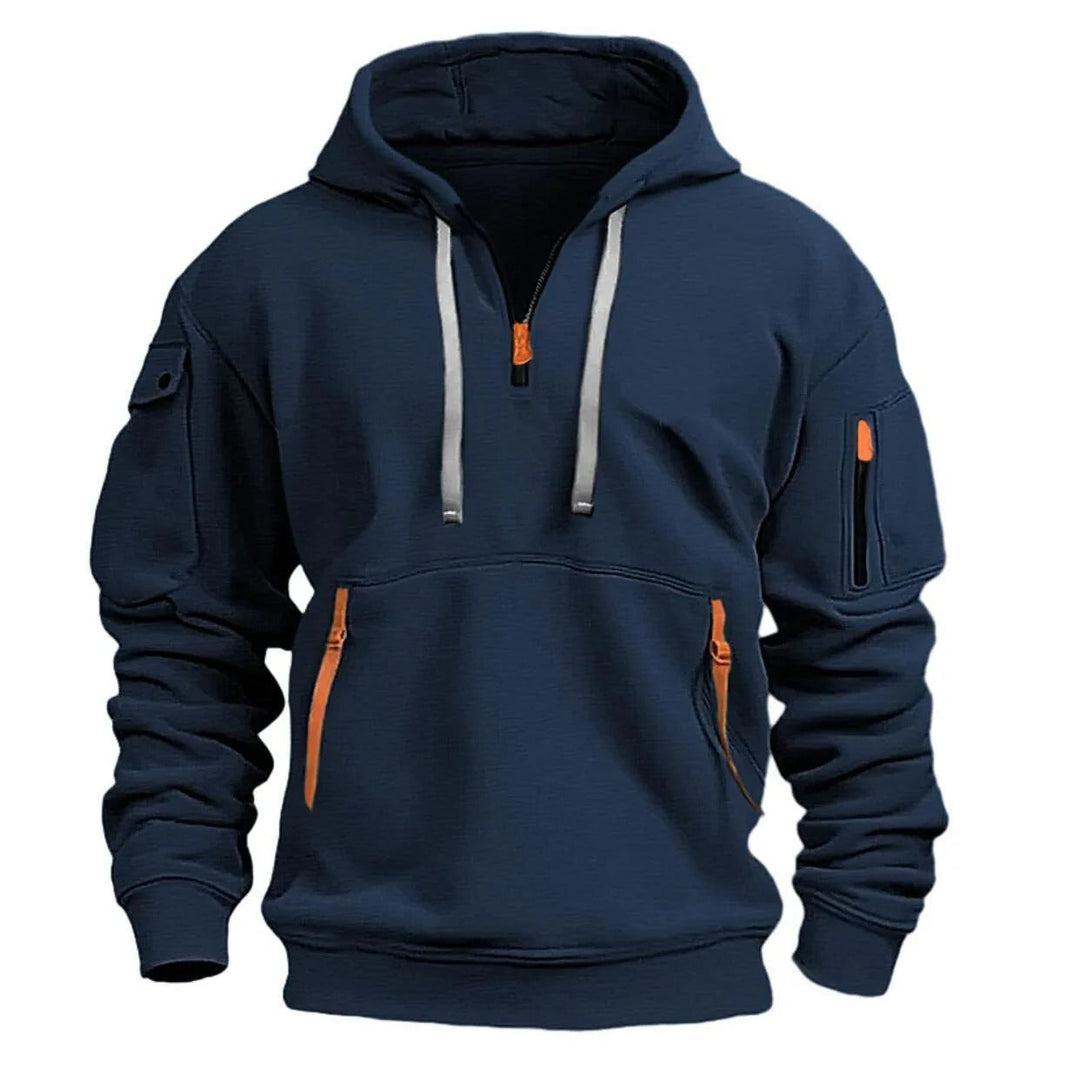 Men's Quarter-Zip Utility Hoodie with Cargo Pockets