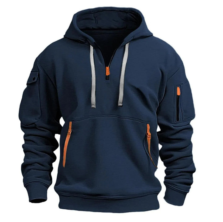 Men's Quarter-Zip Utility Hoodie with Cargo Pockets