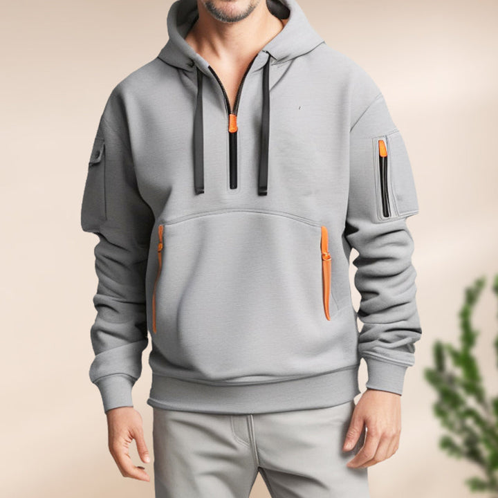 Men's Quarter-Zip Utility Hoodie with Cargo Pockets