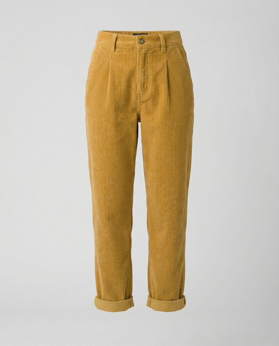 Women's Corduroy Pleated Pants with Cuffed Hem