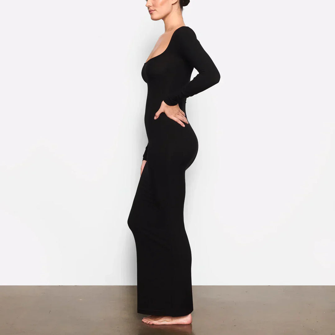 Evelyn | Elegant Square Neck Bodycon Maxi Dress
