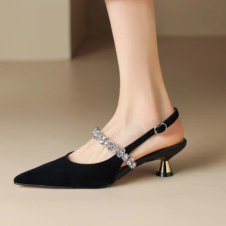 Womens Rhinestone Slingback Heels