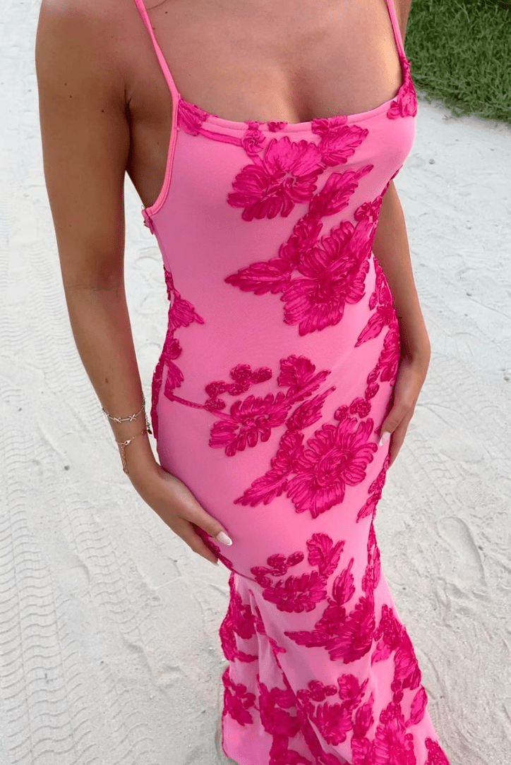 Jasmine | Floral Embroidered Evening Maxi Dress