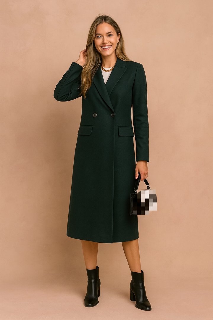 Double Breasted Longline Coat for Women