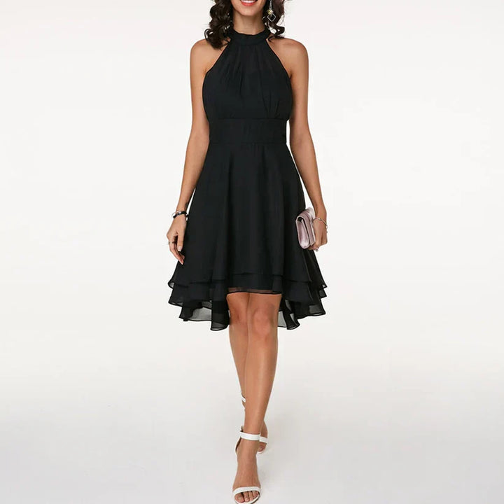 Amelia | Elegant Halter Neck Layered Cocktail Dress