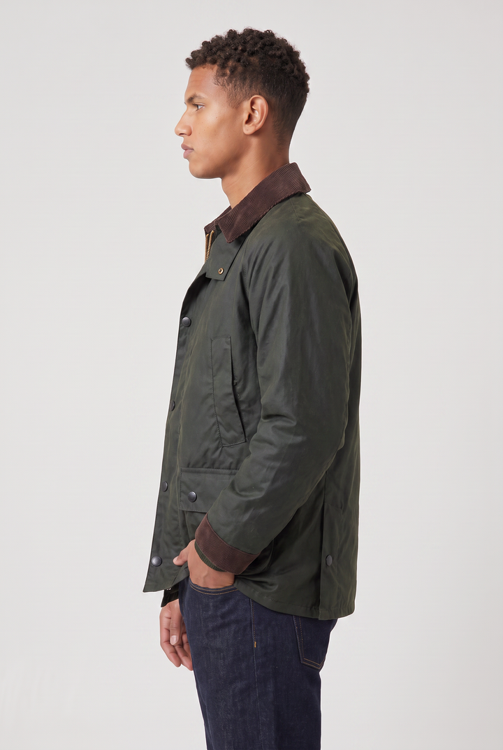 Men's Oil-Waxed Jacket with Corduroy Collar