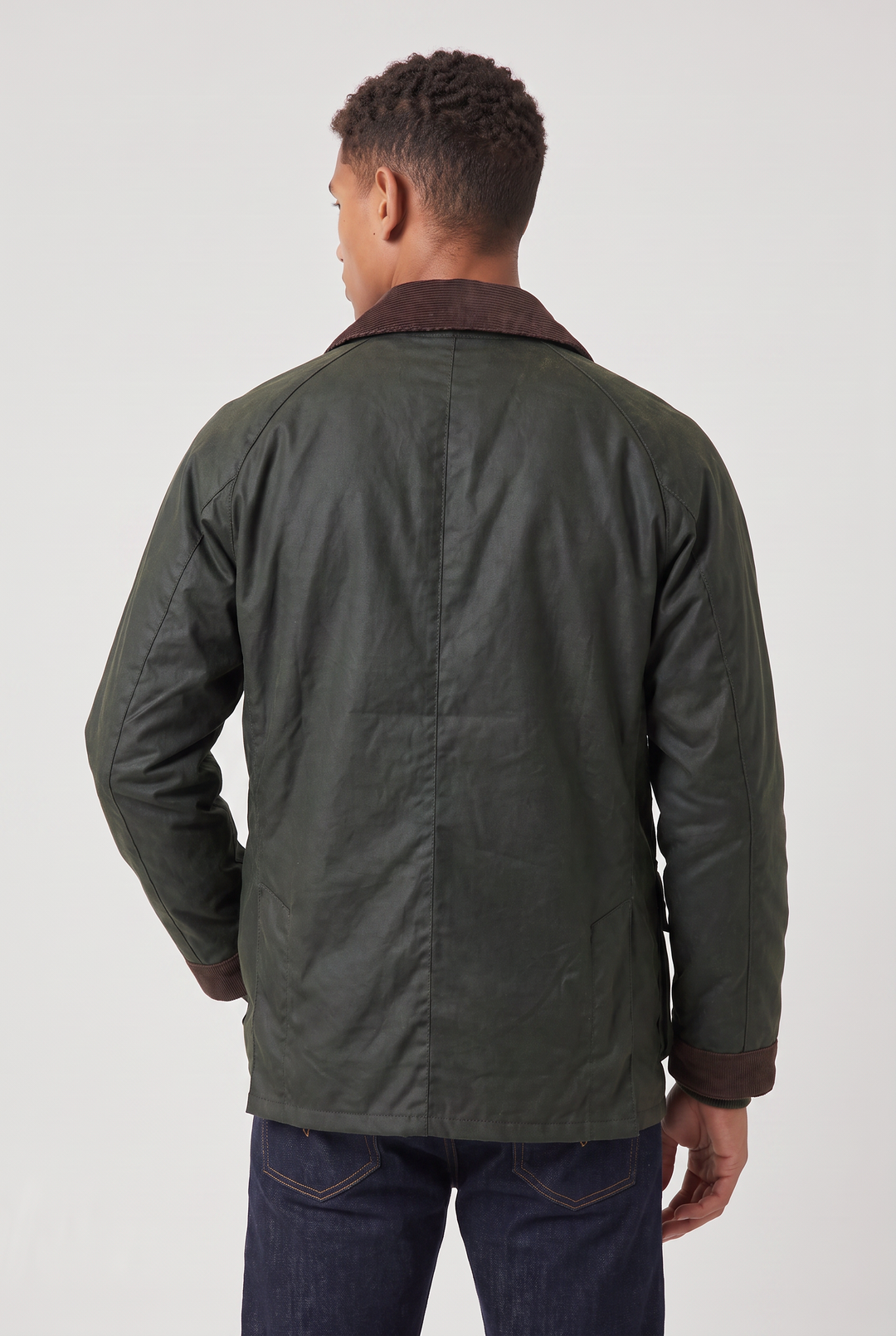 Men's Oil-Waxed Jacket with Corduroy Collar