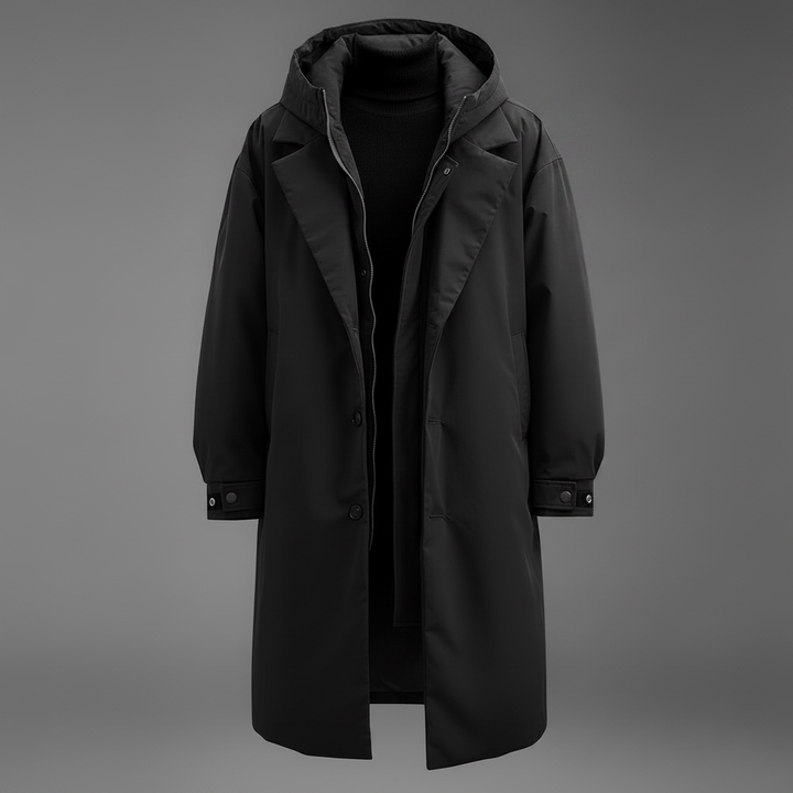 Men's Waterproof Hooded Trench Coat with Adjustable Cuffs