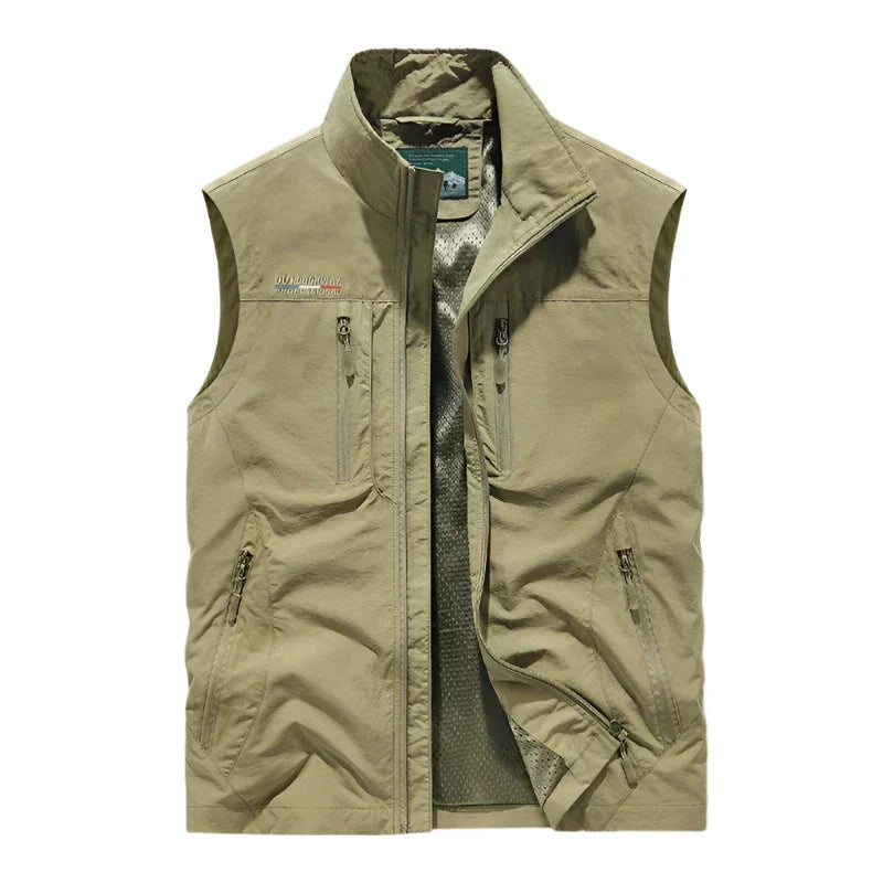Men's Utility Zip-Up Vest with Multiple Pockets