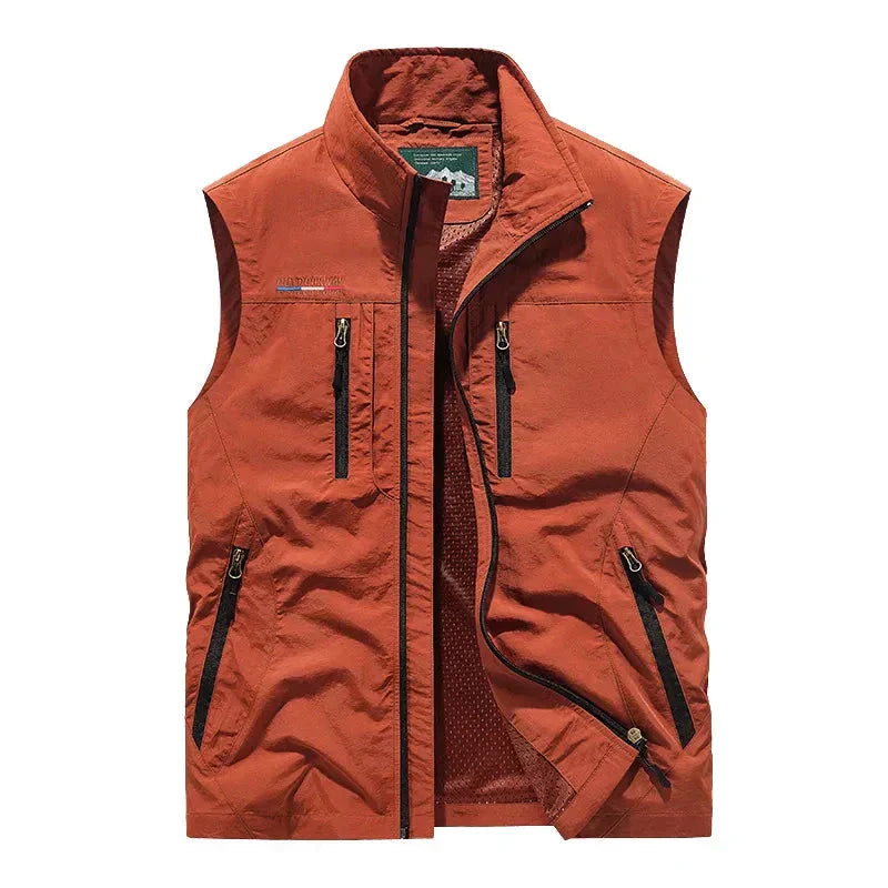Men's Utility Zip-Up Vest with Multiple Pockets