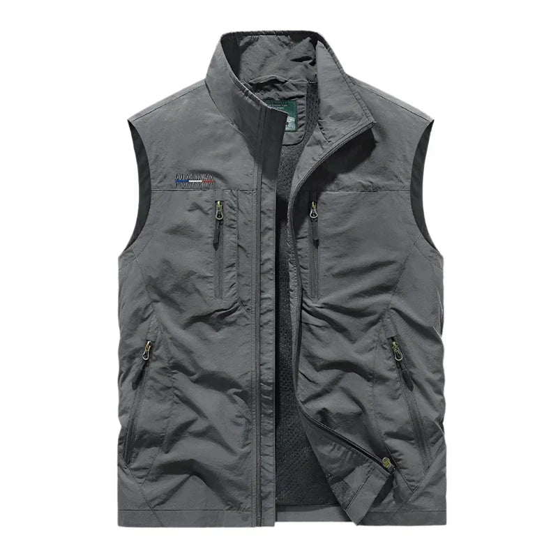 Men's Utility Zip-Up Vest with Multiple Pockets