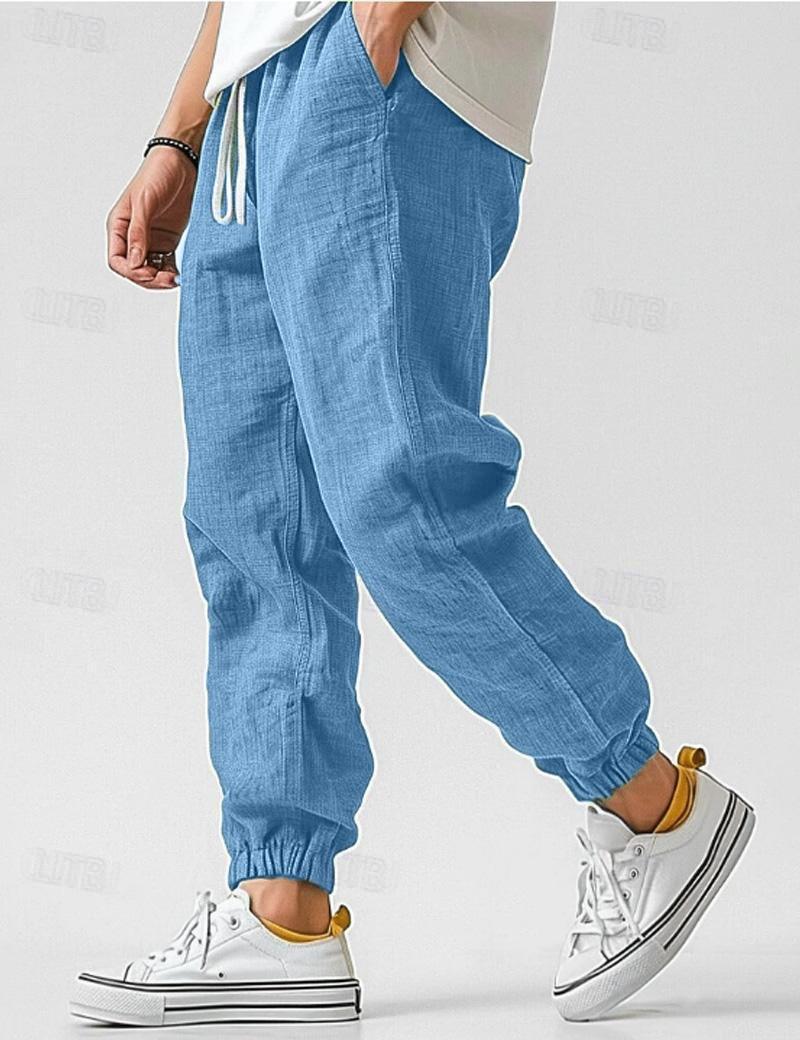 Men's Linen Elastic Cuff Jogger Pants