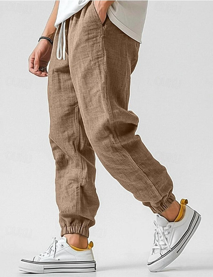 Men's Linen Elastic Cuff Jogger Pants