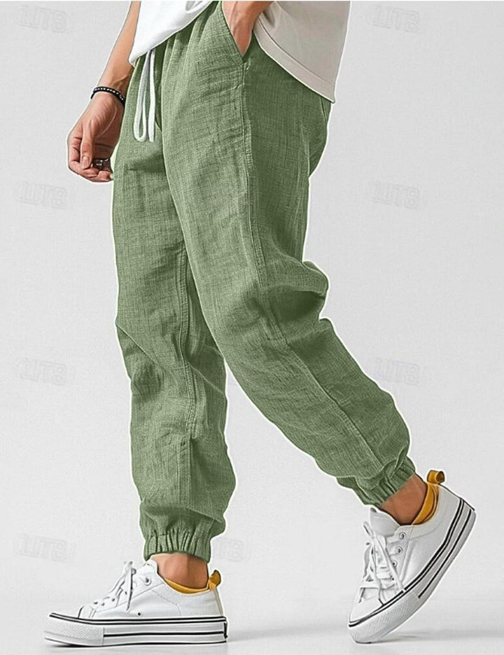 Men's Linen Elastic Cuff Jogger Pants