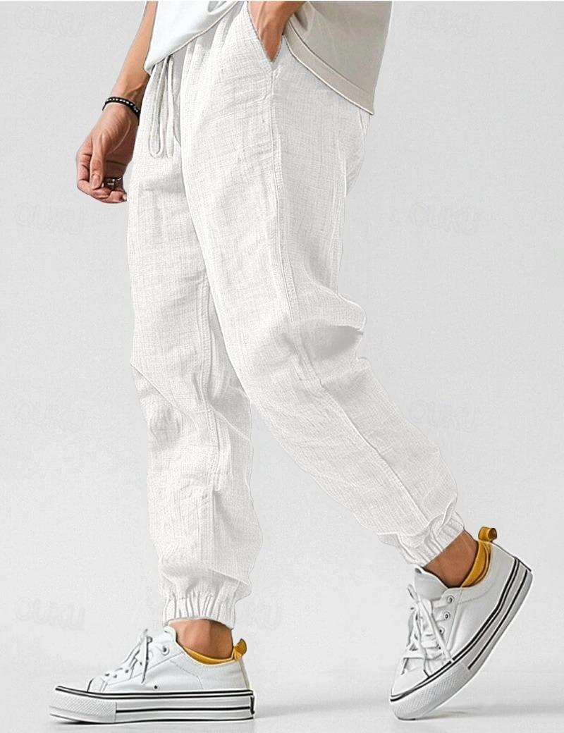 Men's Linen Elastic Cuff Jogger Pants