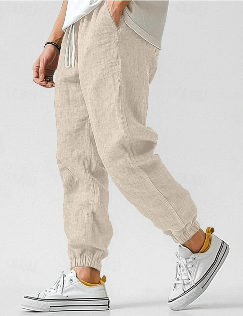 Men's Linen Elastic Cuff Jogger Pants