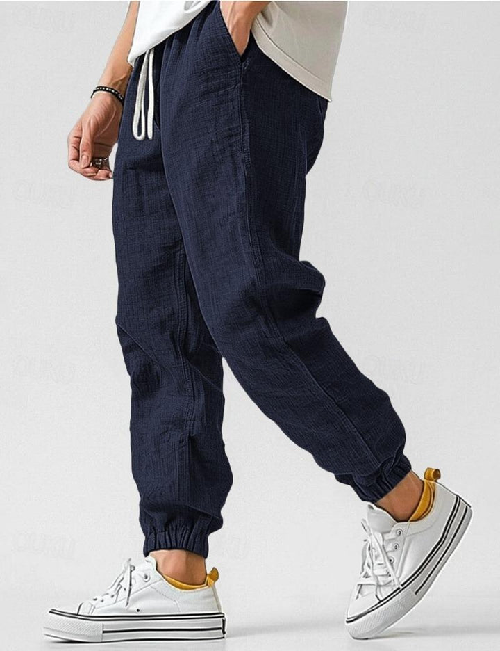 Men's Linen Elastic Cuff Jogger Pants