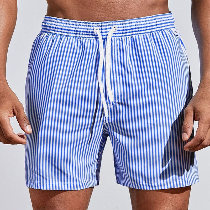 Men's Striped Drawstring Board Shorts