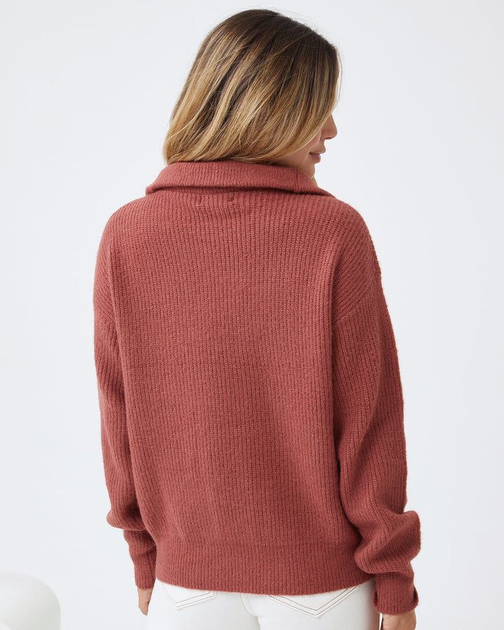 Women's Half Zip Rib Knit Sweater