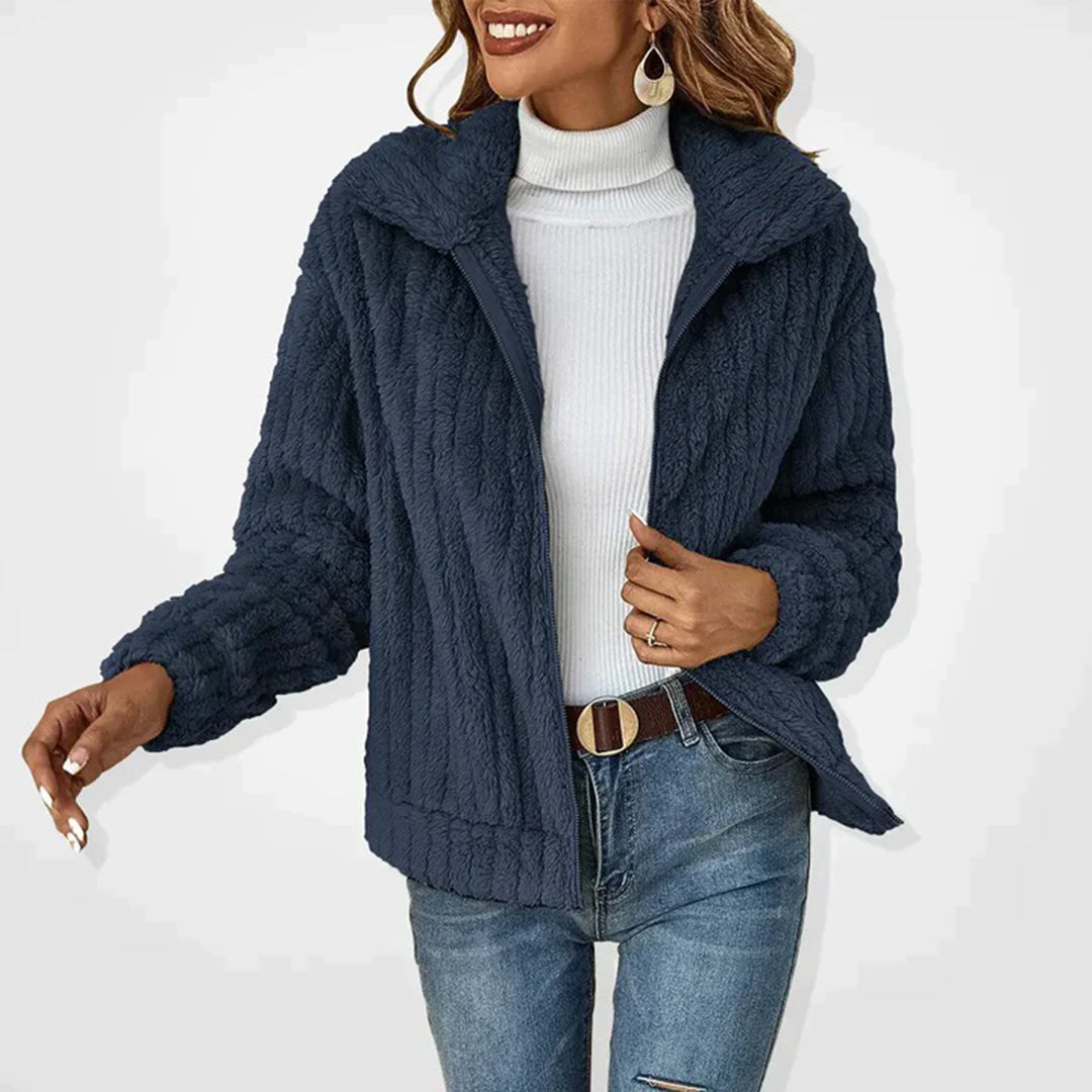 Elara | Cozy Textured Zip-Front Fleece Jacket