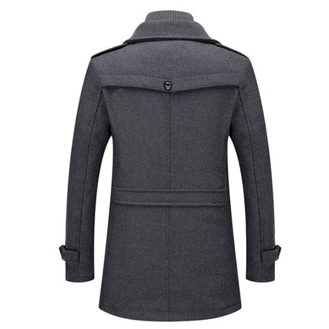 Men's High Collar Wool-Look Coat with Zip Front