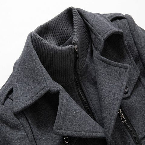 Men's High Collar Wool-Look Coat with Zip Front