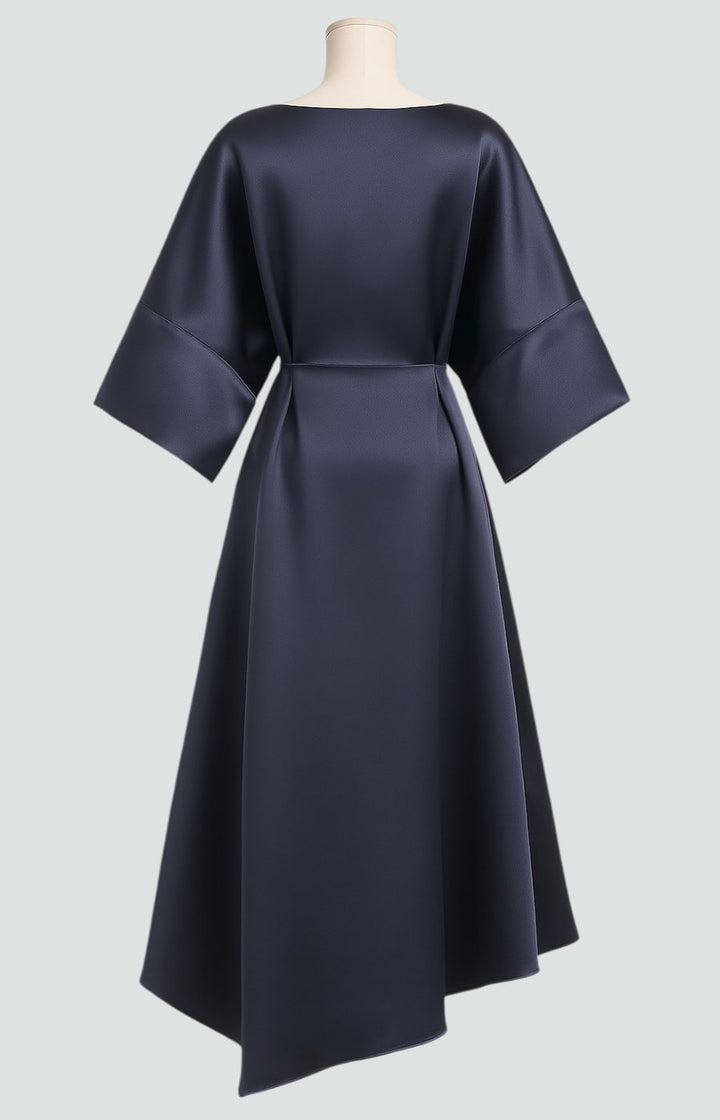 Isadora | Elegant Satin A Line Midi Dress