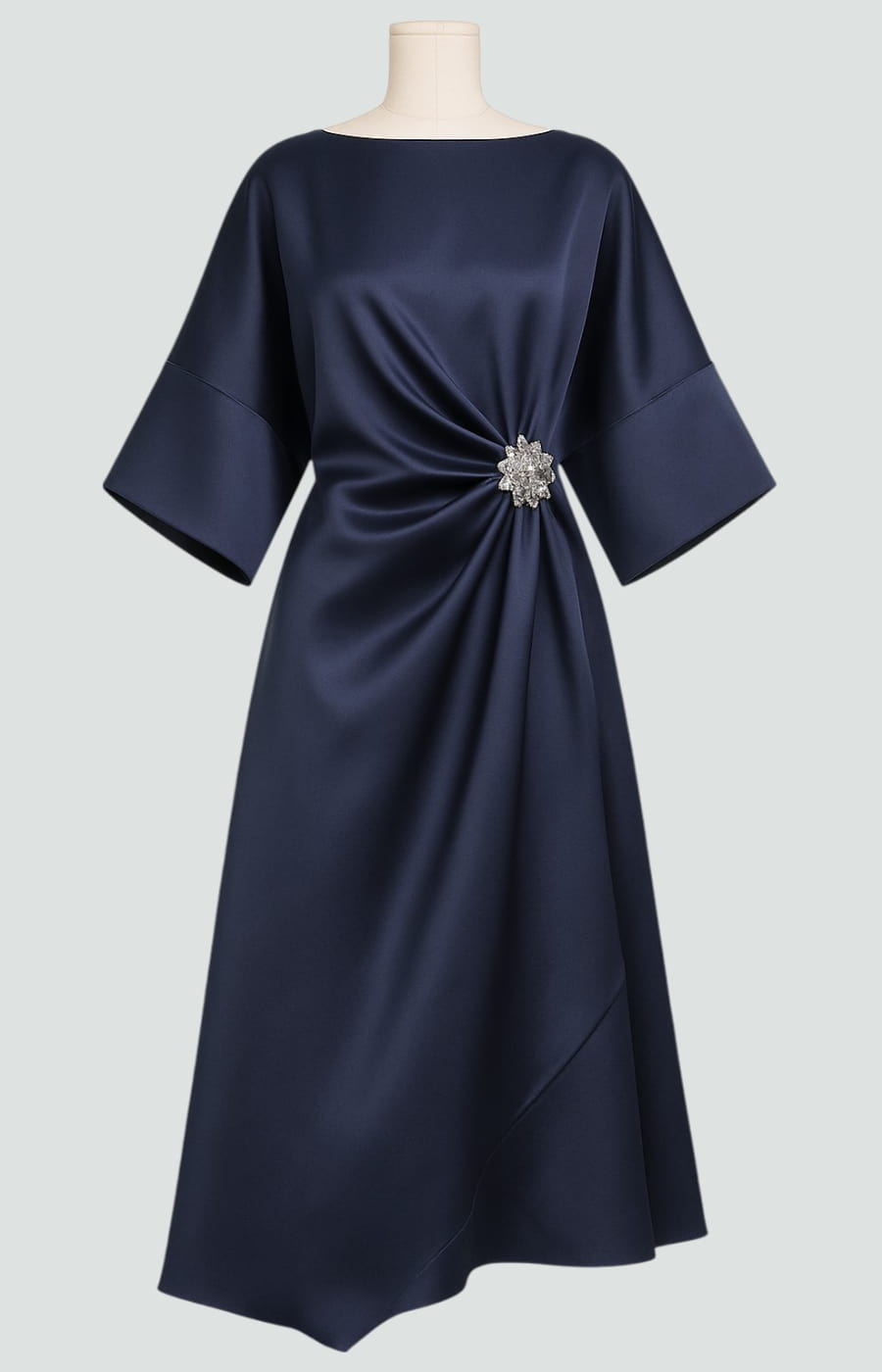 Isadora | Elegant Satin A Line Midi Dress