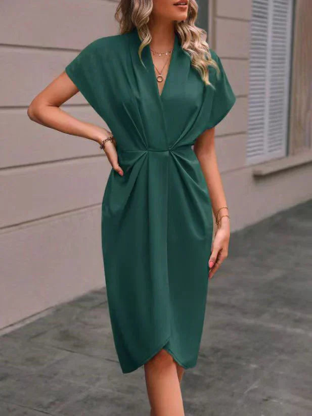 Kendra | Elegant V Neck Midi Cocktail Dress