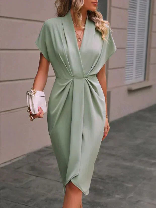 Kendra | Elegant V Neck Midi Cocktail Dress