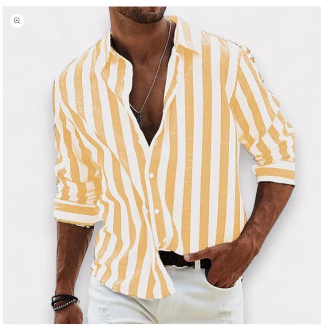 Men's Striped Button Up Shirt